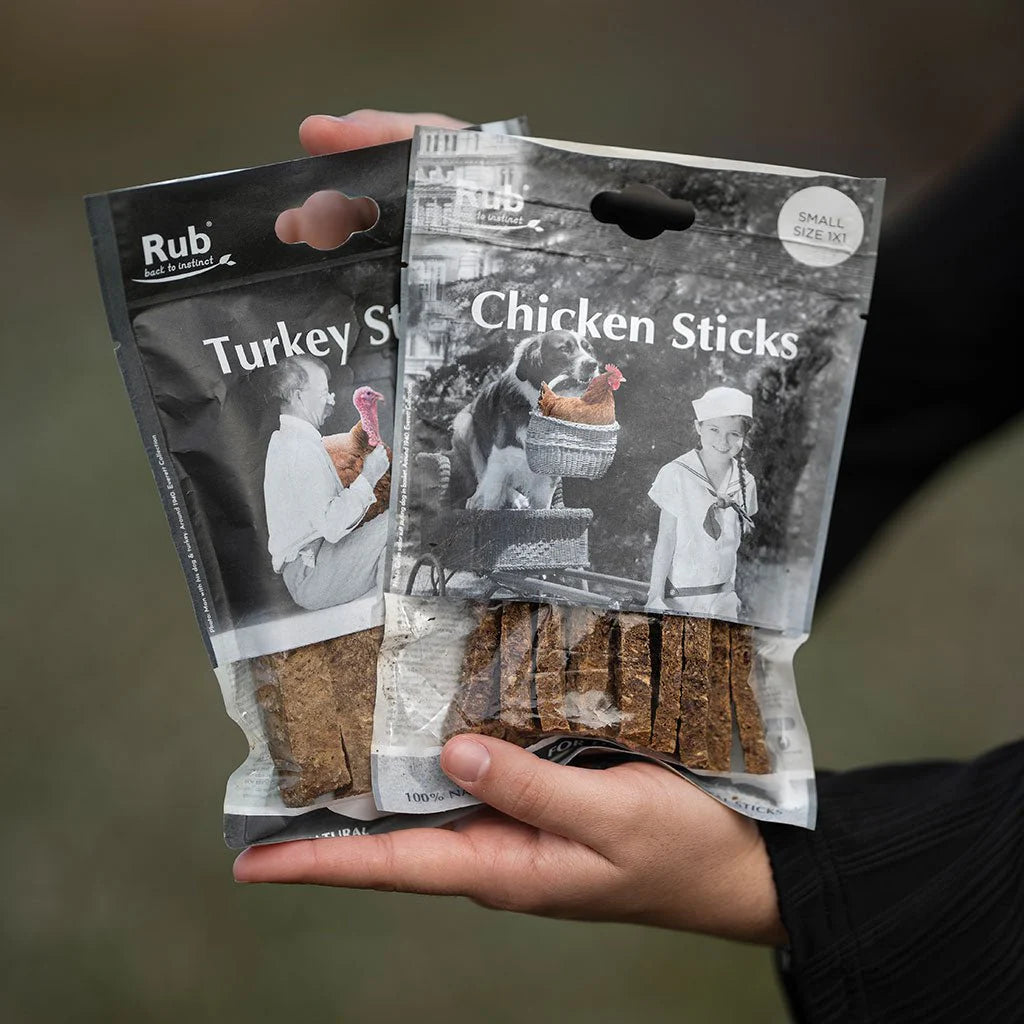 Snack natural Rub de pavo y pollo para perros, sin aditivos y con ingredientes saludables