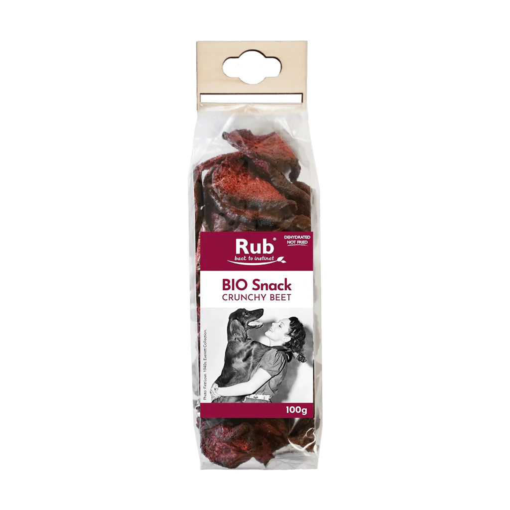 Snack ecológico Rub Crunchy Beet de remolacha para perros, ideal como premio vegetal