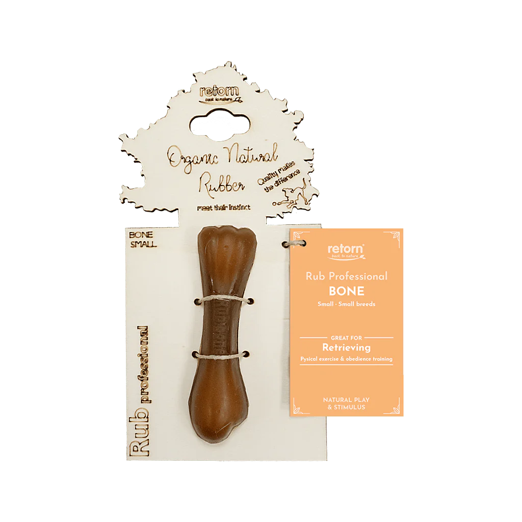 Juguete de goma natural en forma de hueso para perros de la marca Retorn