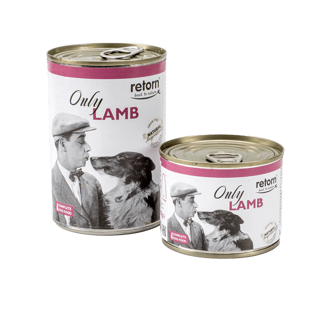Pack de latas Retorn Only Lamb para perros, comida húmeda natural sin gluten