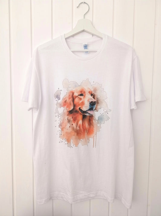 Camiseta blanca Golden Retriever