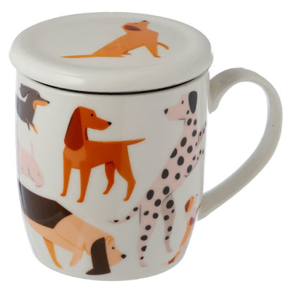 Taza con Tapa para Infusiones de Porcelana Ladridos de Perro Barks