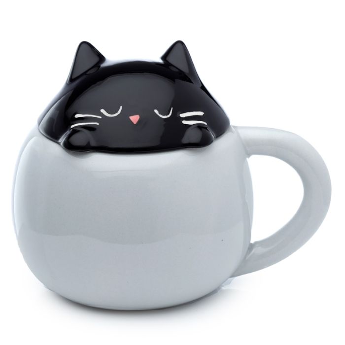 Taza de Cerámica con Tapa Gato Feline Fine