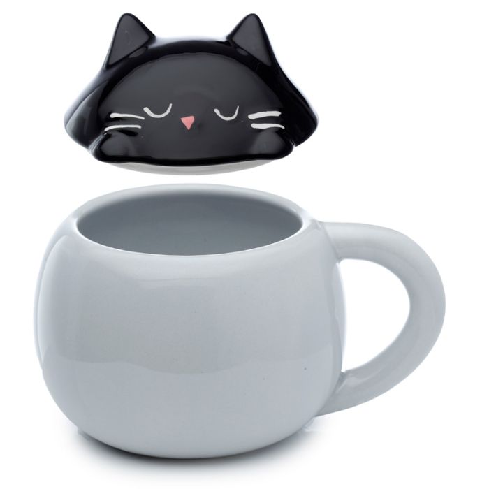 Taza de Cerámica con Tapa Gato Feline Fine