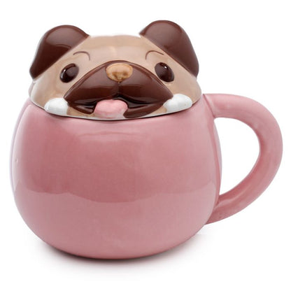 Taza de Cerámica con Tapa Perro Pug Pug Carlino